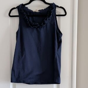 J. Crew Dark Blue Ruffle Tank Top